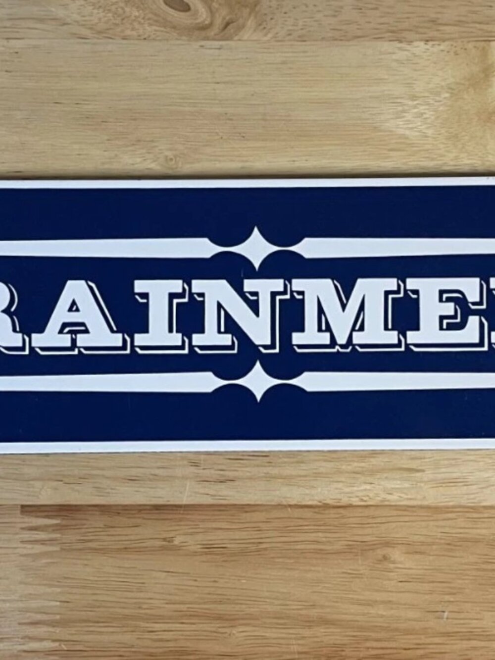 Ande Rooney 1998 “For Trainmen Only” Porcelain Railroad Sign 18.25” Blue White